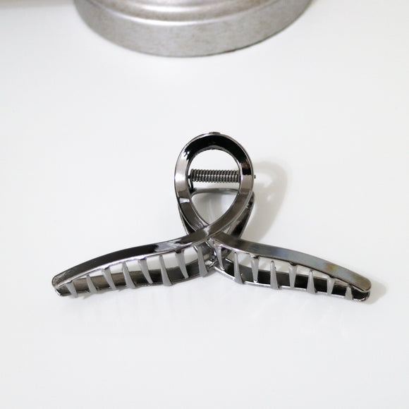 Metal Twist Curved Hair Claw Clip - Gunmetal